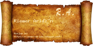 Riemer Arián névjegykártya